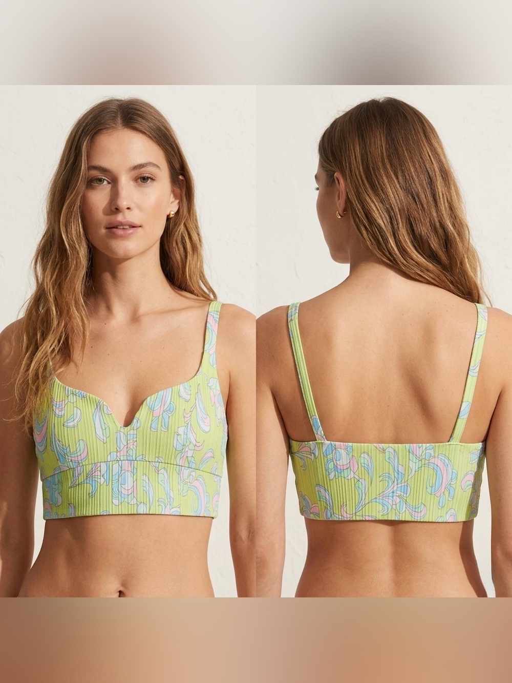 Zara Women’s Green Paisley Print Pleaded Sleeveless Crop Top Size Small